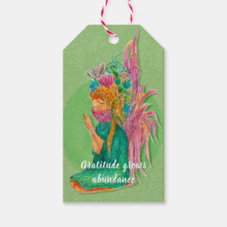 Gratitude Grows Abundance Flower Fairy Gift Tag