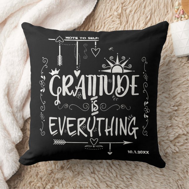Gratitude is Everything 🖤 Chalkboard Cushion (Blanket)