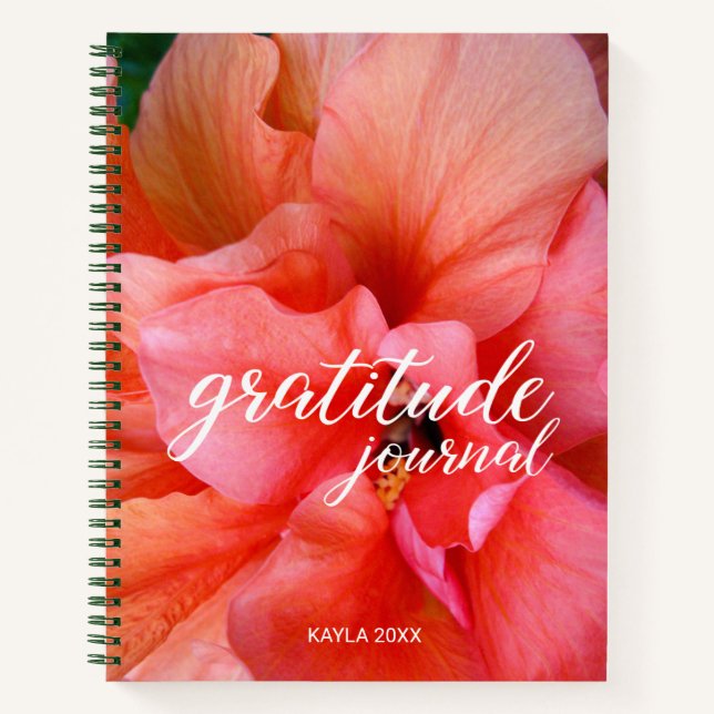 Gratitude Journal Beautiful Flower and Custom Name (Front)