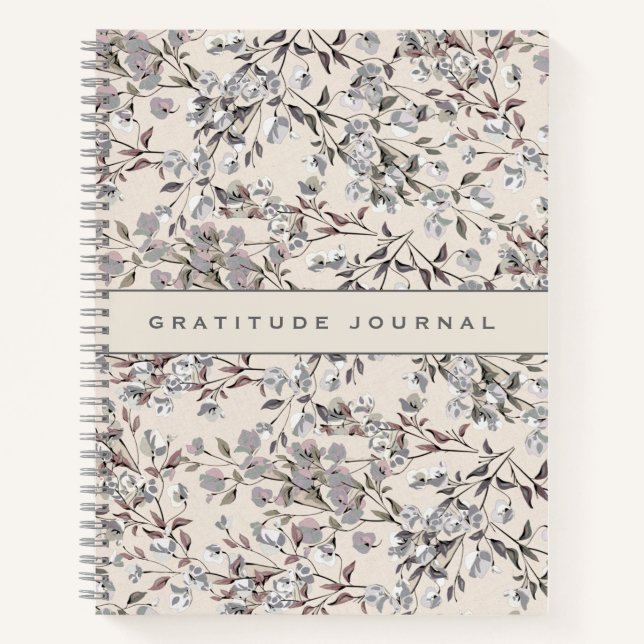 Gratitude Journal | Beige Linen Floral (Front)