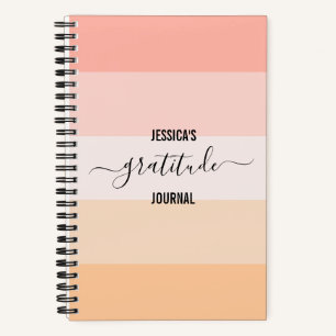 Gratitude Journal blush pink striped script name