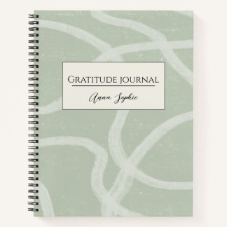 Gratitude Journal custom name Green Sage White 