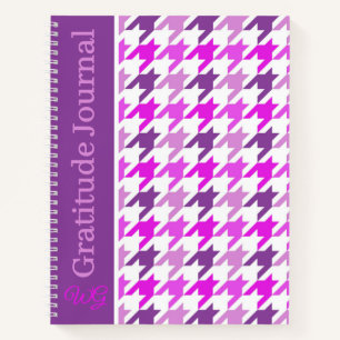 Gratitude Journal Houndstooth Purple and White