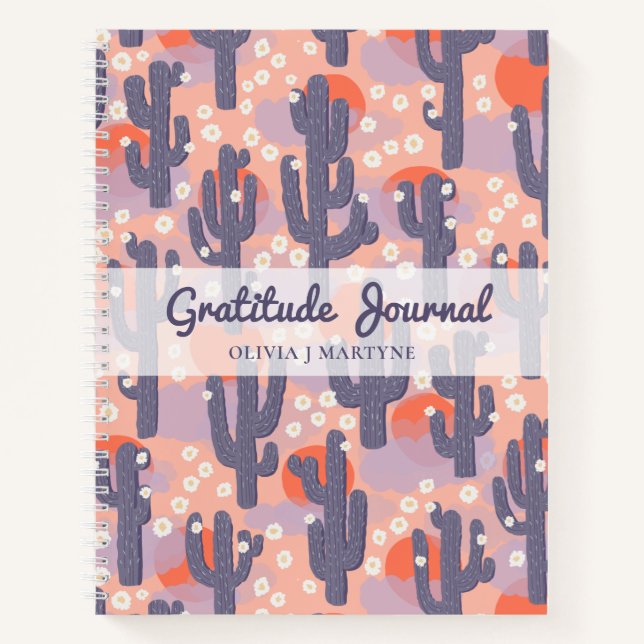 Gratitude Journal Modern Cactus Personalised (Front)