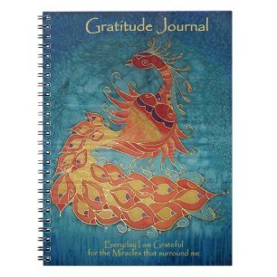 Gratitude Journal: Peacock Silk Painting By Kim Notebook
