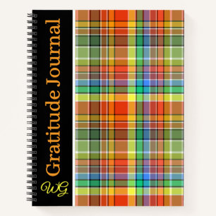 Gratitude Journal Personalised Orange Plaid