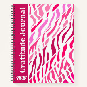 Gratitude Journal Personalised Pink Zebra Stripe