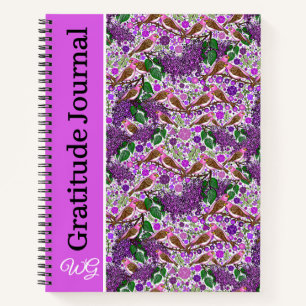 Gratitude Journal Personalised Purple Finch Lilacs