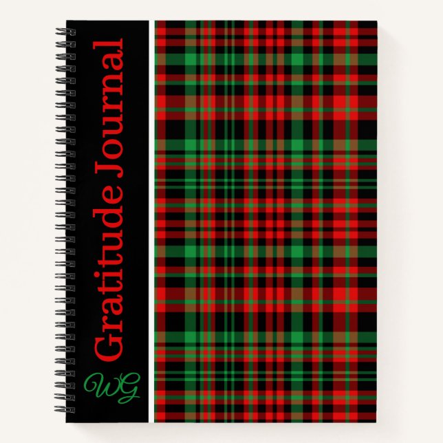Gratitude Journal Personalised Strawberry Plaid (Front)