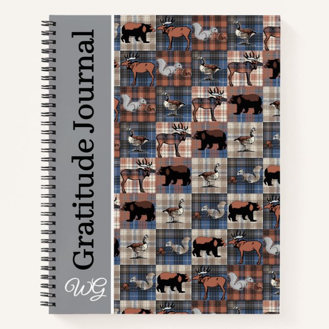 Gratitude Journal Personalised Wildlife Plaid (Front)