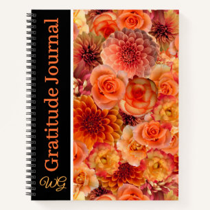 Gratitude Journal Personalized Orange Flowers