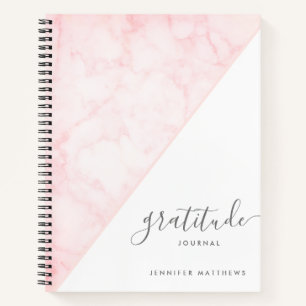 Gratitude Journal Pink Chic Marble Personalised