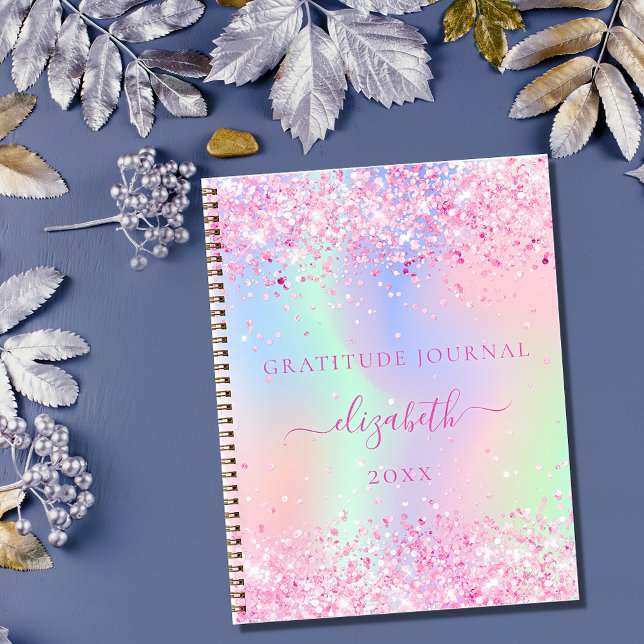 Gratitude journal pink holographic name (Creator Uploaded)