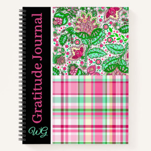 Gratitude Journal Pink Lady Slipper Plaid