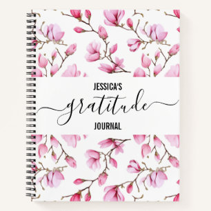 Gratitude Journal Pink magnolia Pattern