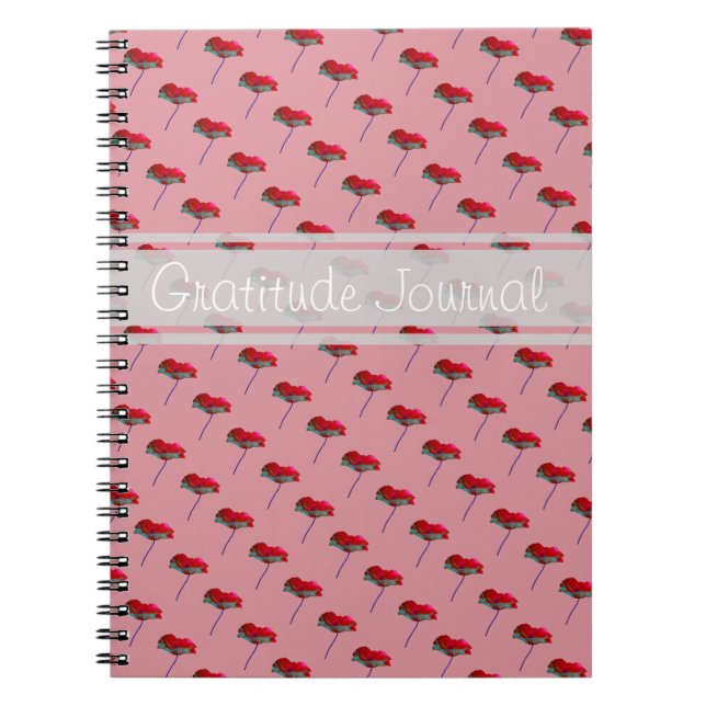 Gratitude journal poppy flower customisable text (Front)