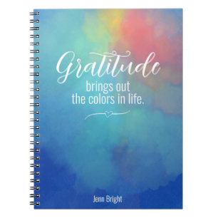 Gratitude Journal Rainbow Watercolor Clouds Name