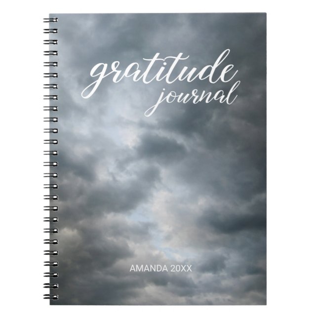 Gratitude Journal Storm Clouds Breaking with Name (Front)