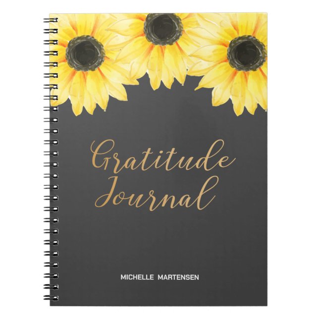 Gratitude Journal - Sunflower Journal Notebook (Front)