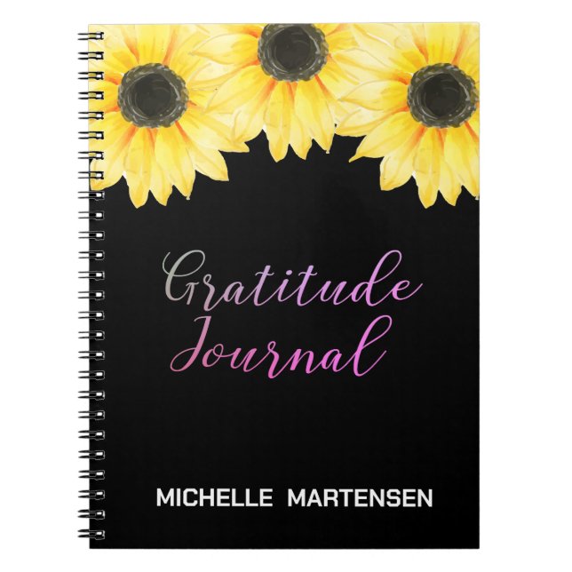 Gratitude Journal - Sunflower Journal Notebook (Front)