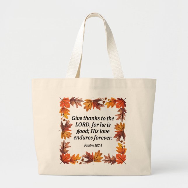 Gratitude Large Tote Bag (Front)