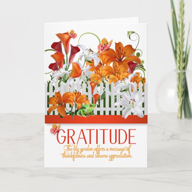 Gratitude Lily Garden Botanical Summer Colours Thank You Card (Front)