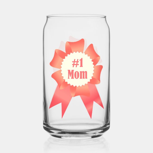 Gratitude Number One Mum winner award ribbon Can Glass (Front)