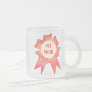 Gratitude Number One Mum winner award ribbon Frosted Glass Coffee Mug
