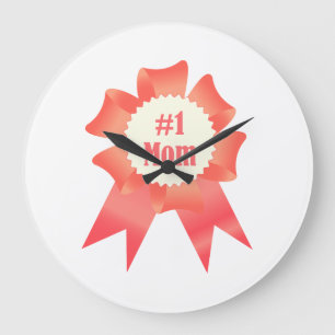 Gratitude Number One Mum winner award ribbon Large Clock