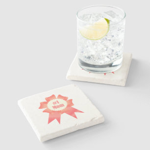 Gratitude Number One Mum winner award ribbon Stone Coaster