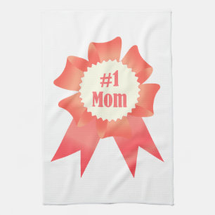 Gratitude Number One Mum winner award ribbon Tea Towel