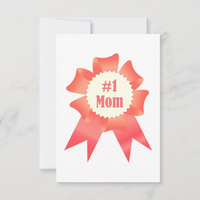 Gratitude Number One Mum winner award ribbon Thank You Card (Front)