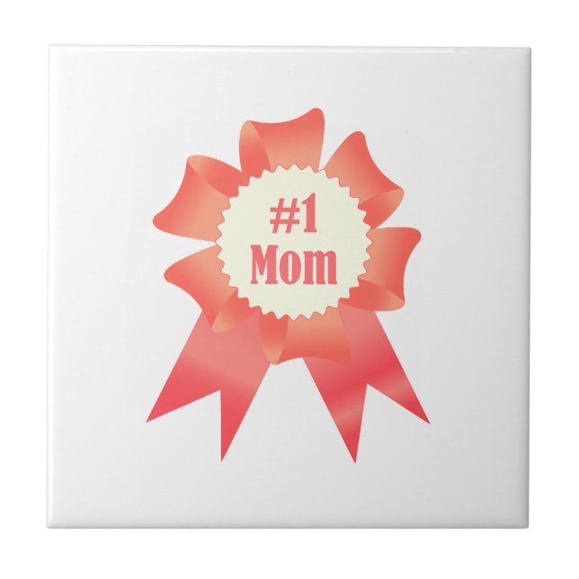 Gratitude Number One Mum winner award ribbon Tile (Front)