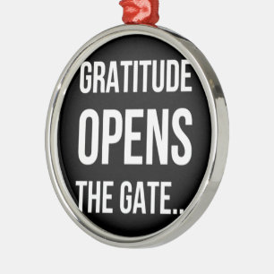 Gratitude Opens The Gate inspirational quote Metal Tree Decoration