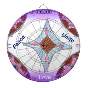 "Gratitude Peace Love Unite" Mandala Art Print Dartboard