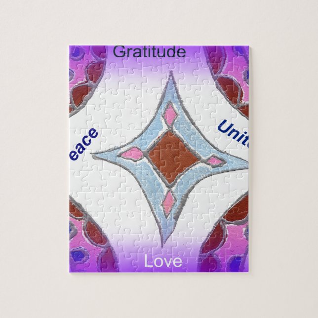 "Gratitude Peace Love Unite" Mandala Art Print Jigsaw Puzzle (Vertical)