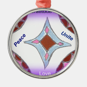 "Gratitude Peace Love Unite" Mandala Art Print Metal Tree Decoration