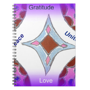 "Gratitude Peace Love Unite" Mandala Art Print Notebook