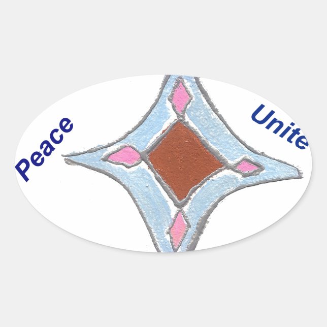 "Gratitude Peace Love Unite" Mandala Art Print Oval Sticker (Front)