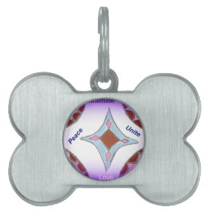 "Gratitude Peace Love Unite" Mandala Art Print Pet ID Tag