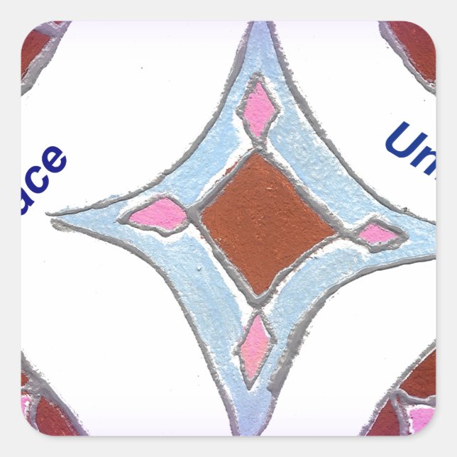 "Gratitude Peace Love Unite" Mandala Art Print Square Sticker (Front)