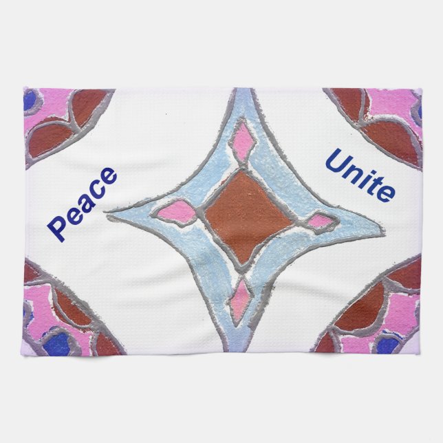 "Gratitude Peace Love Unite" Mandala Art Print Tea Towel (Horizontal)