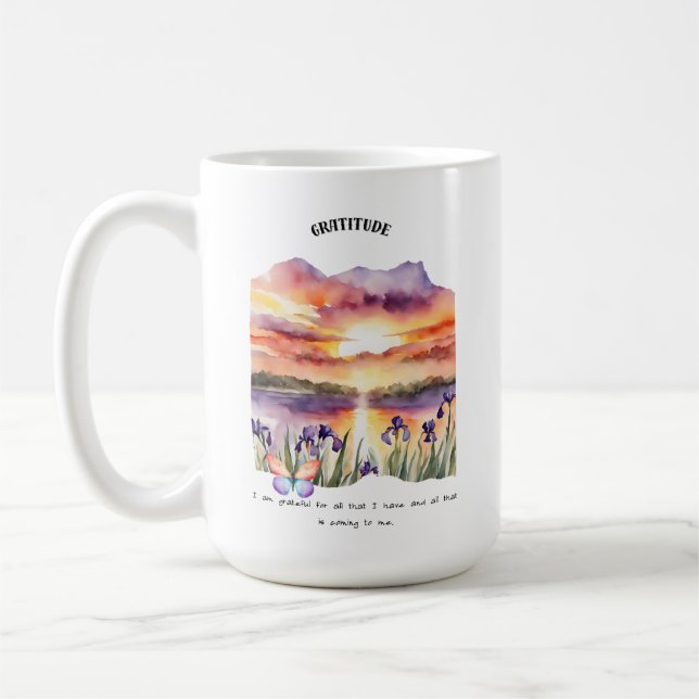 Gratitude Positive Affirmation Card Coffee Mug (Left)