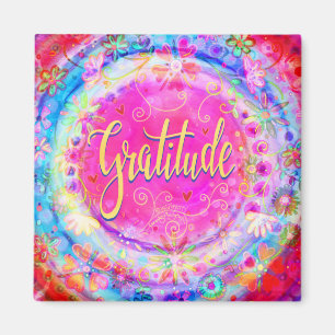 Gratitude Pretty Fun Floral Modern Inspirivity Magnet
