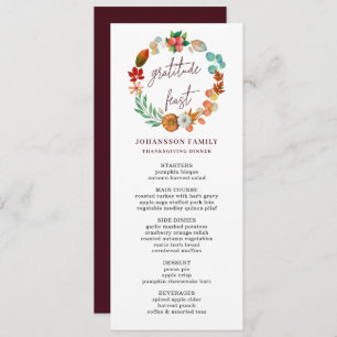 GRATITUDE PUMPKIN WREATH THANKSGIVING DINNER MENU
