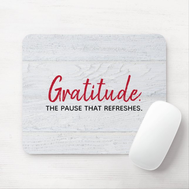 Gratitude Quote On Wood Mouse Mat (With Mouse)