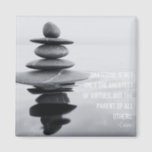 Gratitude Quote Stone Balancing Magnet<br><div class="desc">Square magnet features Cicero gratitude quote with black and white photograph of balanced stones reflecting in water.
Full quote:  "Gratitude is not only the greatest of virtues,  but the parent of all others."</div>