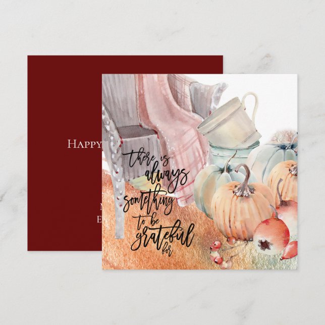 Gratitude Quote Watercolors Happy Thanksgiving Card (Front/Back)
