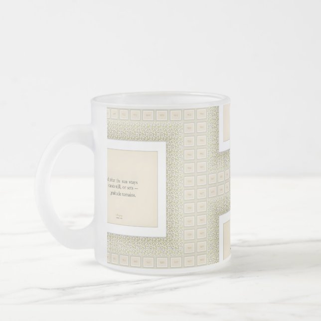 Gratitude Remains™: Love & Presence | Reflective Q Frosted Glass Coffee Mug (Left)