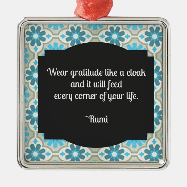 Gratitude Rumi Quote Metal Tree Decoration (Front)